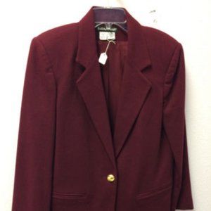 Wool Blazer Jacket Dark Red M 10